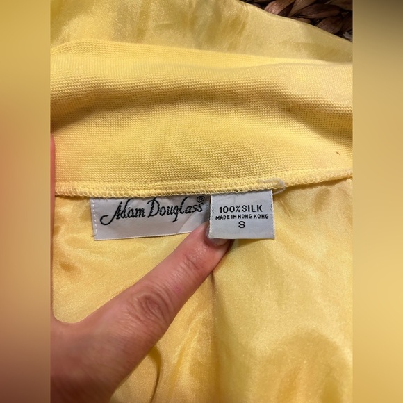 Adam Douglass 100%silk Yellow Embellished Women's Top S - Picture 5 of 6